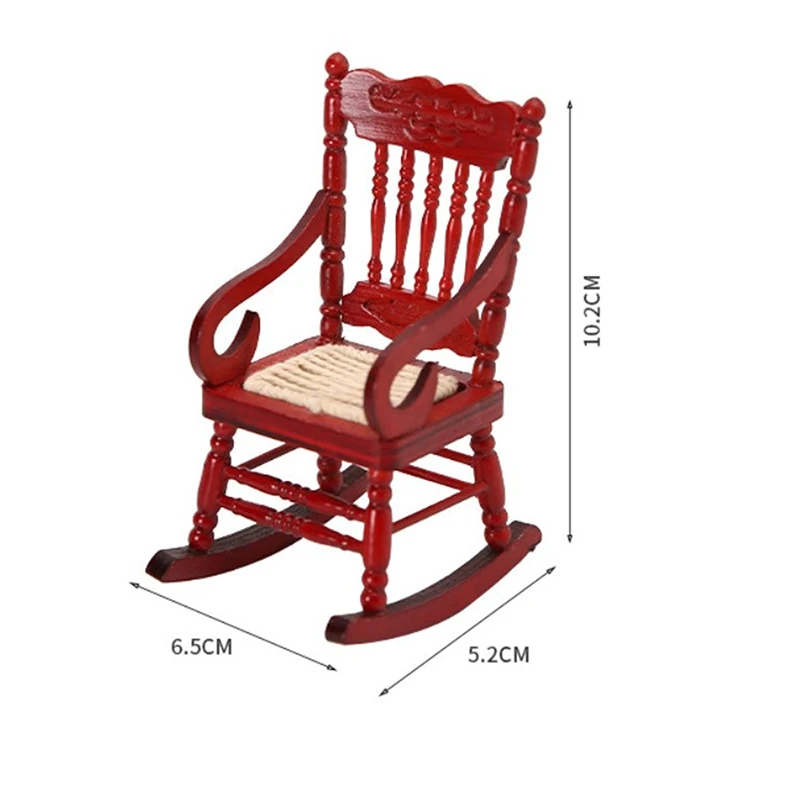 Cadeira de balanço para Dollhouse, brinquedo modelo miniatura, acessório DIY, 1:12