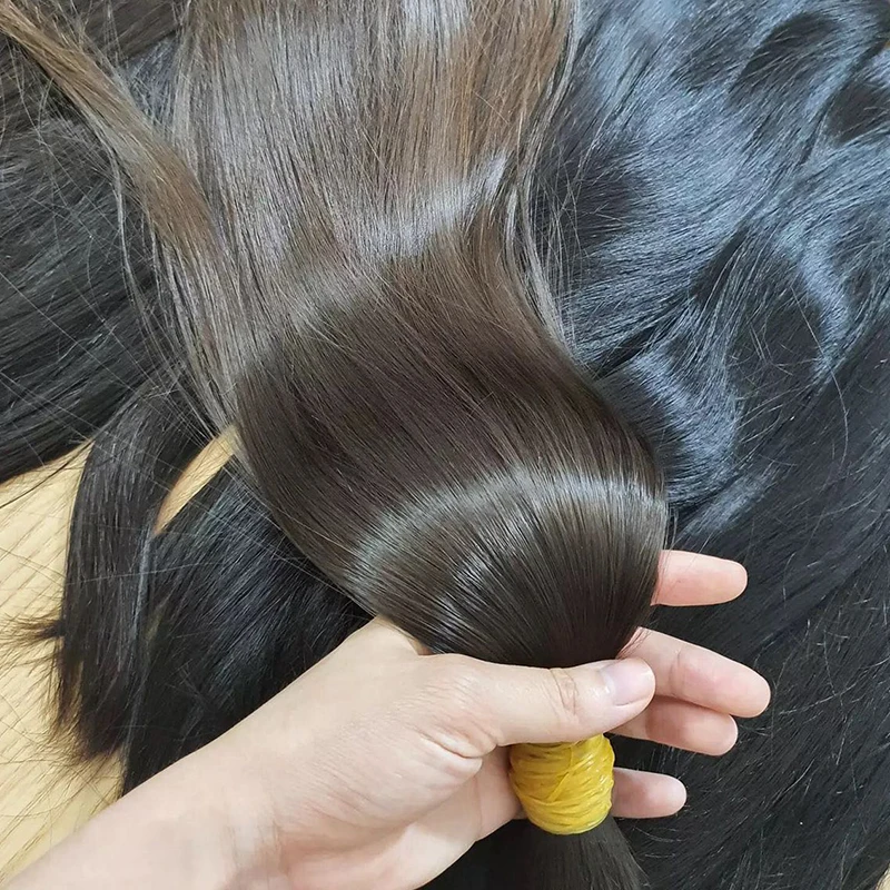 MaxHair Echthaar, Flechthaar, 100 % natürliches Echthaar, kein Schuss, unverarbeitete vietnamesische Echthaarverlängerungen, Haarmasse