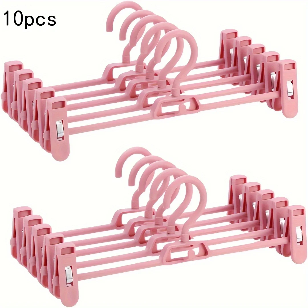 10pcs Durable Pant Hangers with Adjustable Clips - Non-Slip, Space-Saving Design for Closet Organization - Ideal for Jeans, Trou