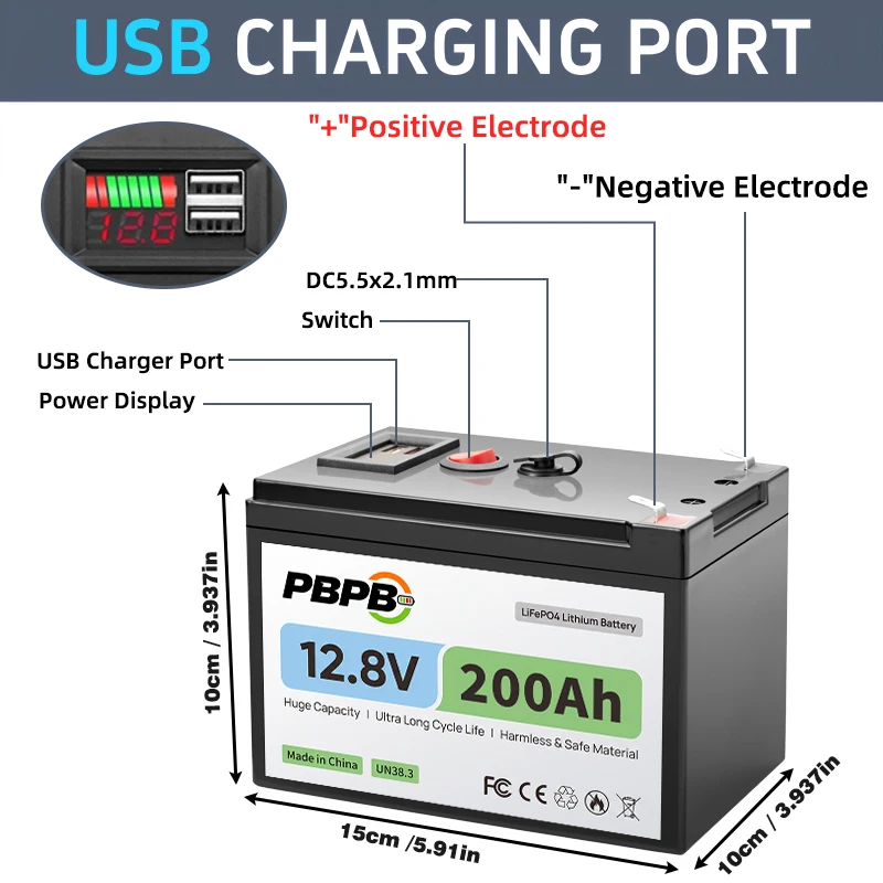 LiFePO4 12V 100Ah Battery Pack 12.8V Lithium Battery 8000+ Cycles  BMS Grade A For Boat RV Campers