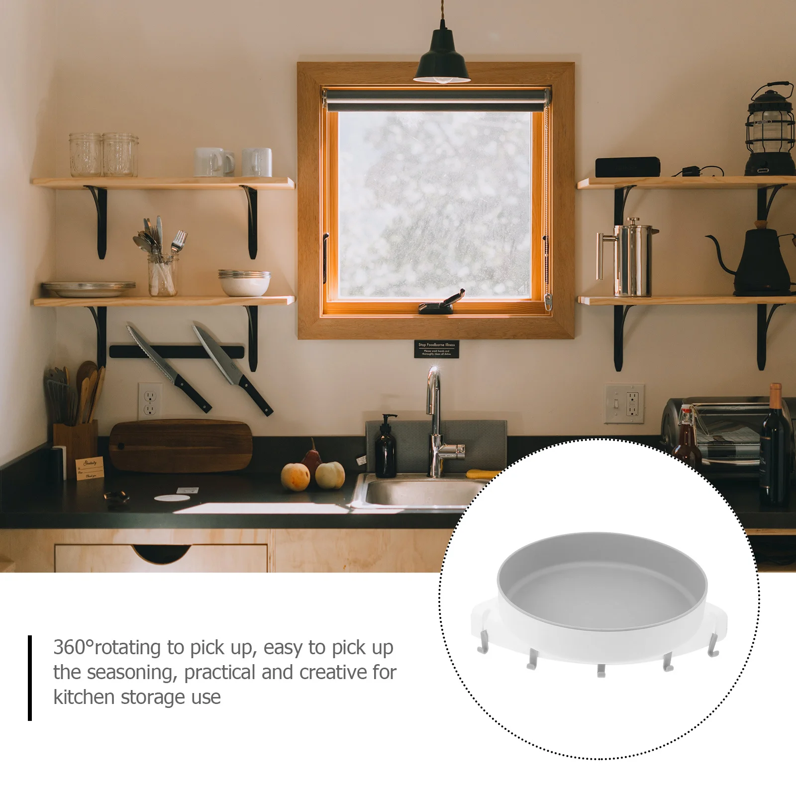 

Rotating Storage Rack Large Capacity Kitchen Organizer 360° Turntable Seasoning Holder Adjustable Height Spice Shelf Practical