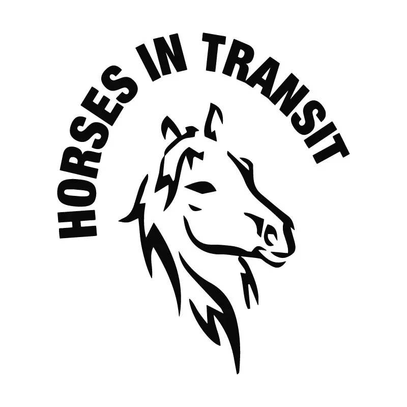 HORSES IN TRANSIT Quote Wall Sticker Equestrian Horse Head Horsebox Trailer Vinyl Decal Waterproof Size Color Tailored Q186