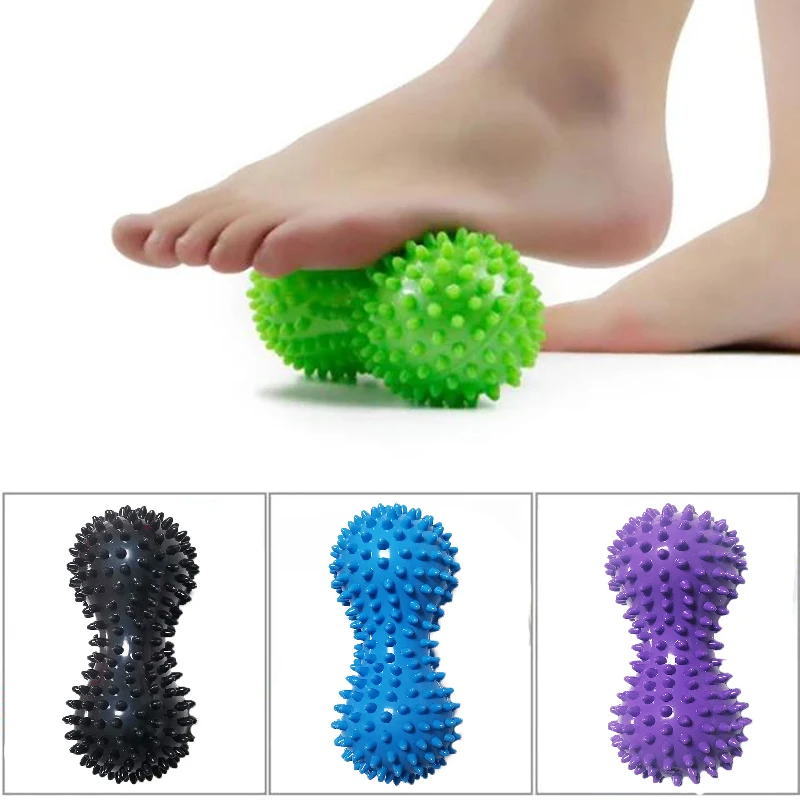 Foot Massage Roller Peanut Double Lacrosse Spiky Ball Myofascial Balls for Plantar Fasciitis Mobility Back Foot Arch Pain Relief