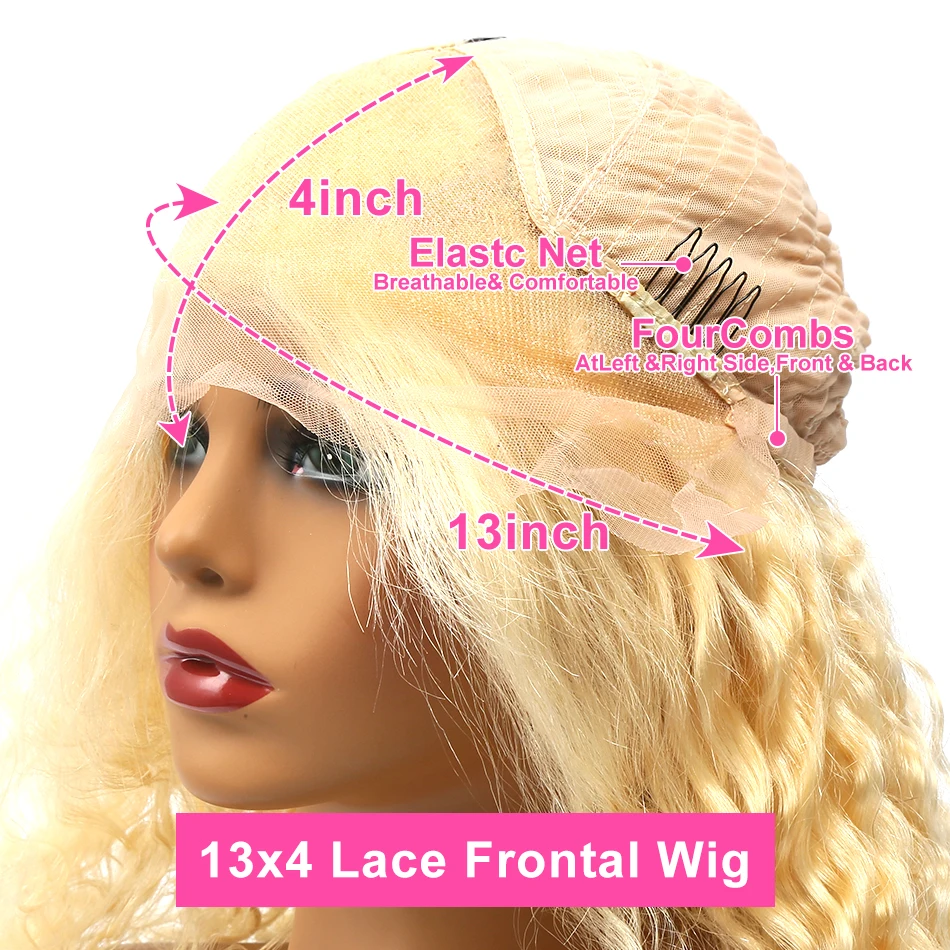 Honey Blonde Straight Human Hair Wig para Mulheres, Lace Front, Frontal Wig, Transparente, HD, 13x4, 150%, 180%, 613