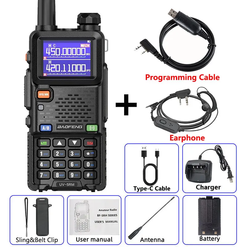 Baofeng UV-5RM Walkie Talkie Lange afstand Draadloze kopieerfrequentie Tweerichtingsradio Type-C Oplader Verbeterde UV 5R Volledige bandtransceiver - afbeelding 1