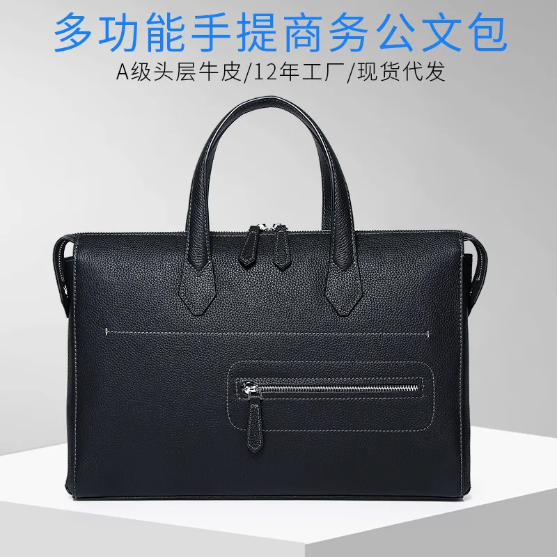 Business High-end Office Commuter Laptop Luxury Man Bag Handbag Multi-functional Top Layer Cowhide Premium Briefcase Men's