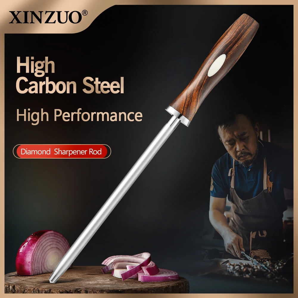

XINZUO Knife Diamond Sharpening Stick Sharpener Rod High Carbon Steel For Chefs Steel Knives Kitchen Assistant Helper Musat