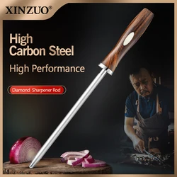 XINZUO Knife Diamond Sharpening Stick Sharpener Rod High Carbon Steel For Chefs Steel Knives Kitchen Assistant Helper Musat