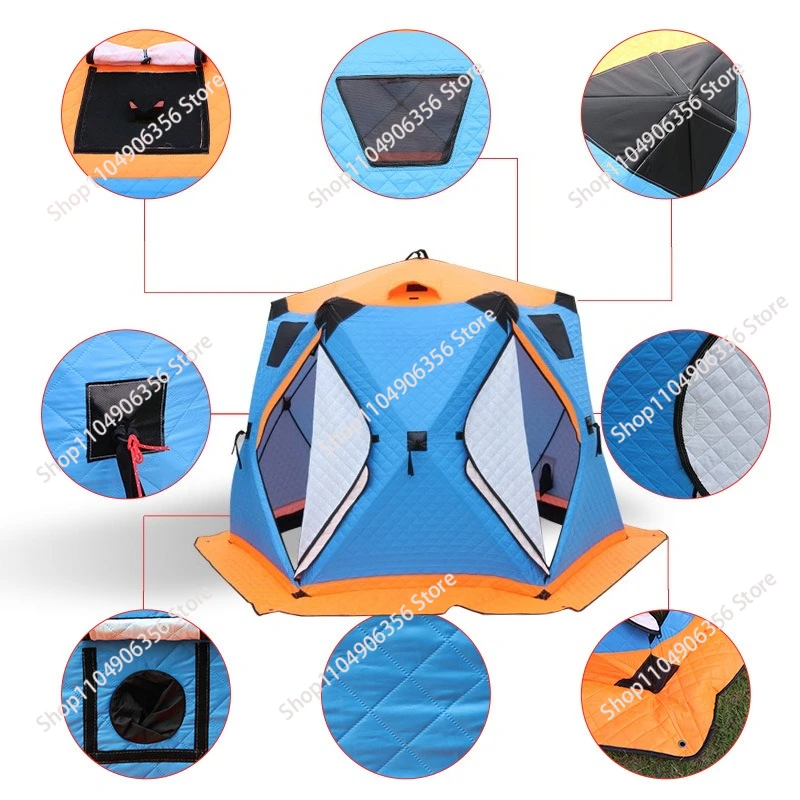 for Hexagonal Ice Fishing Tent, Winter Thickened Warm Cold-Proof Camping Shelter