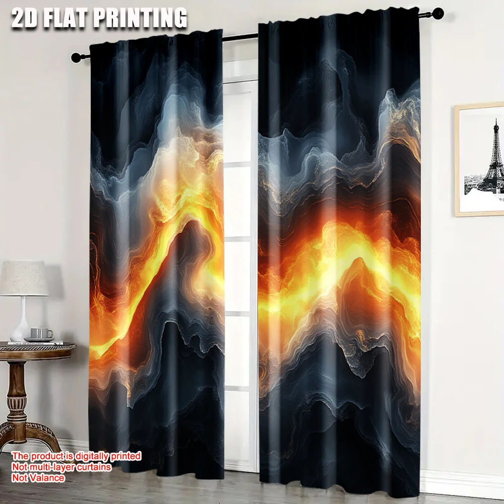 

2pcs, Minimalist Curtains 2D print Abstract Space Line 100% Polyester (without rod) Decorations For Home Perfect for Bedroom,