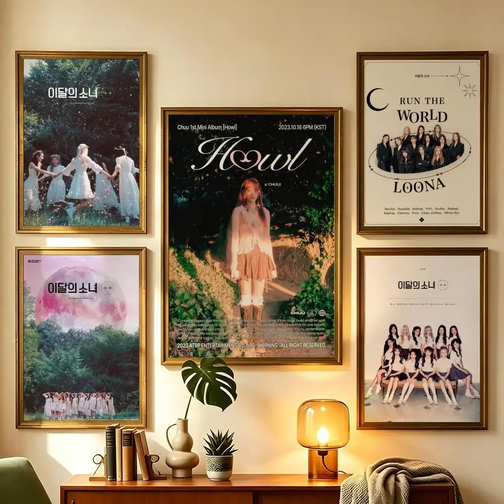 Loona Trendy Kpop Idol Photo Self-Adhesive Poster Peel and Stick Waterproof Removable HD Print for Dorm Room Bedroom Home Decor