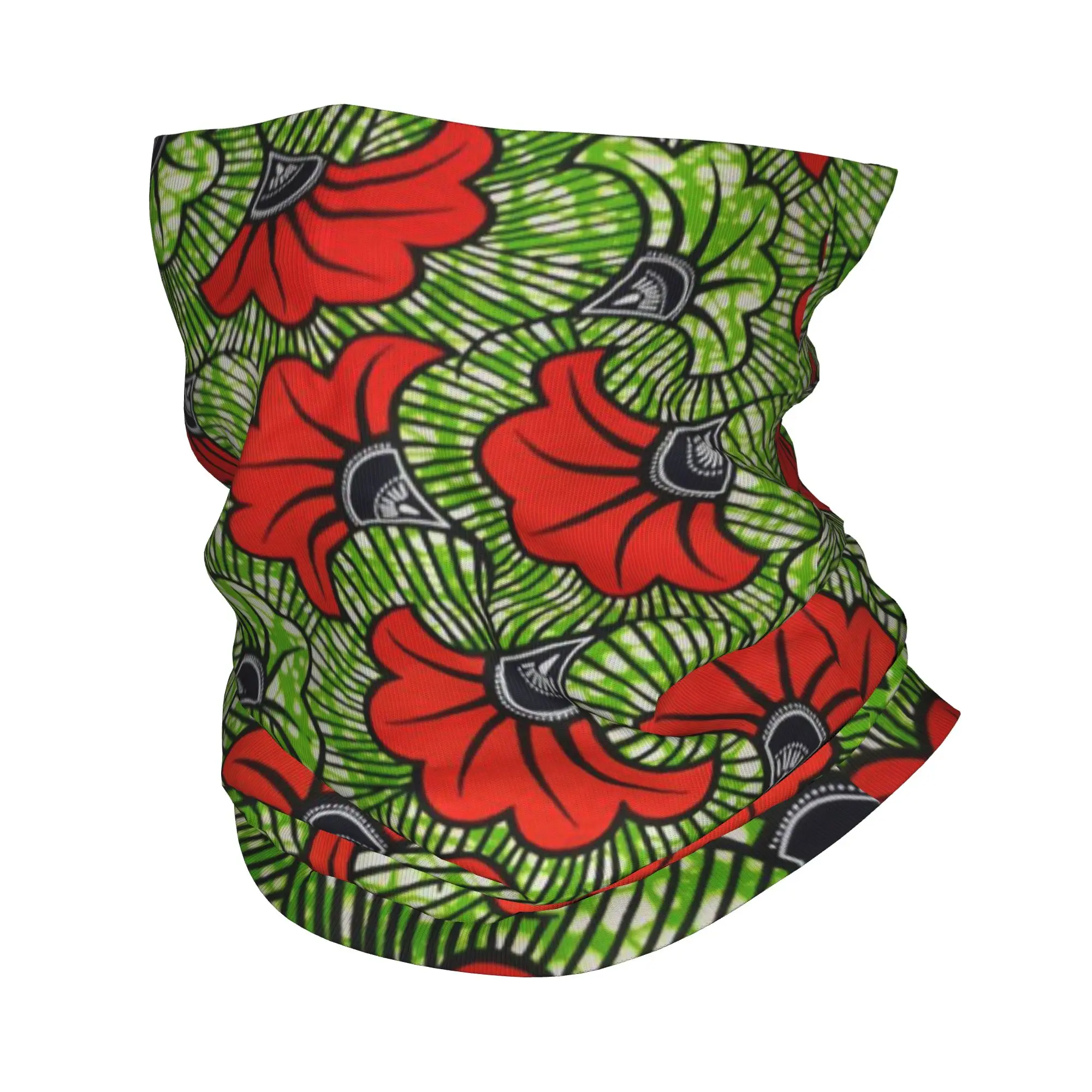 Africa Red and Yellow floral Ankara flowers Bandana Neck Gaiter Printed Wrap Scarf Multifunction Headband Running Unisex Adult