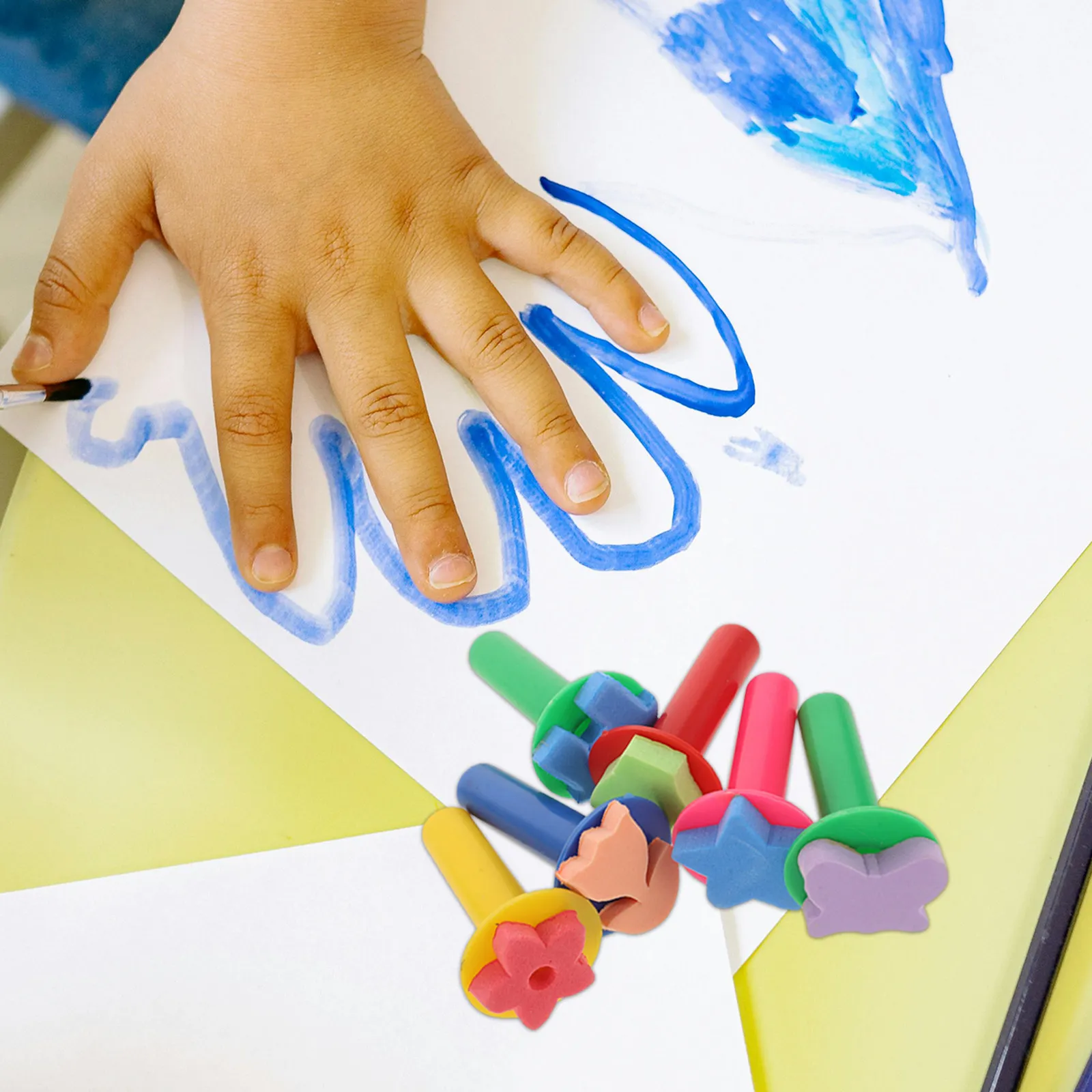 6Pcs Children Painting Stamps Eva Sponge Brush Set Cartoon Shapes Early Education Art Supplies Kids DIY Finger Painting Tools