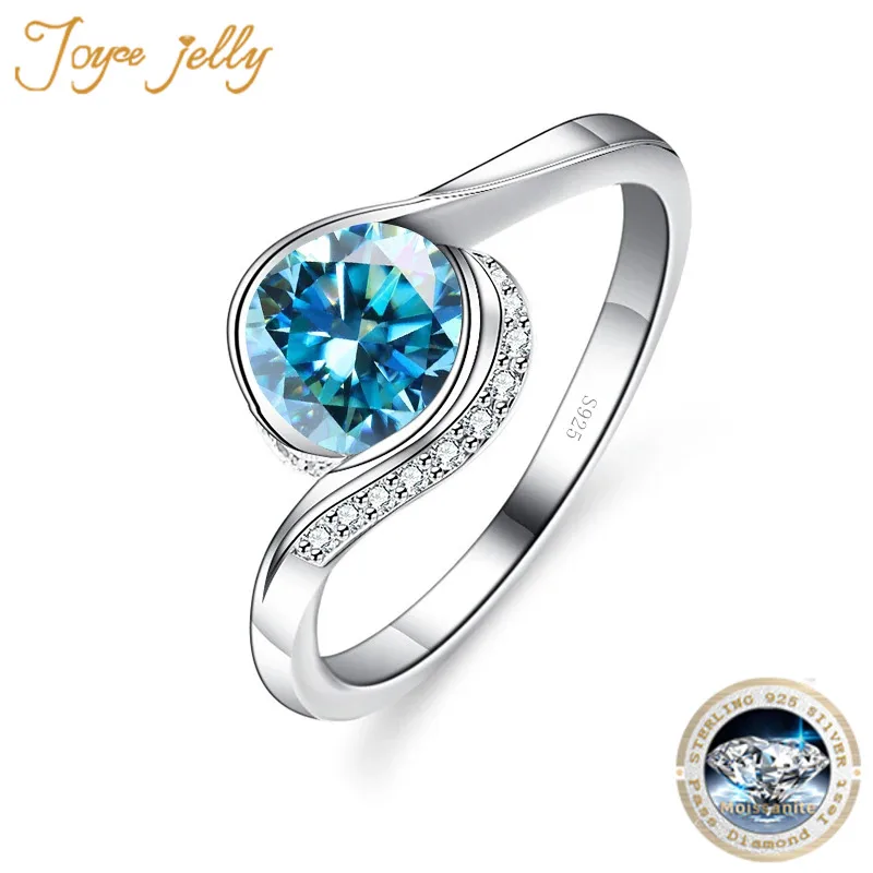 JoyceJelly 1CT Moissanite Rings 925 Sterling Silver Diamond Jewelry For Women GRA Certified VVS1 D-color Round Cut Wedding Bands