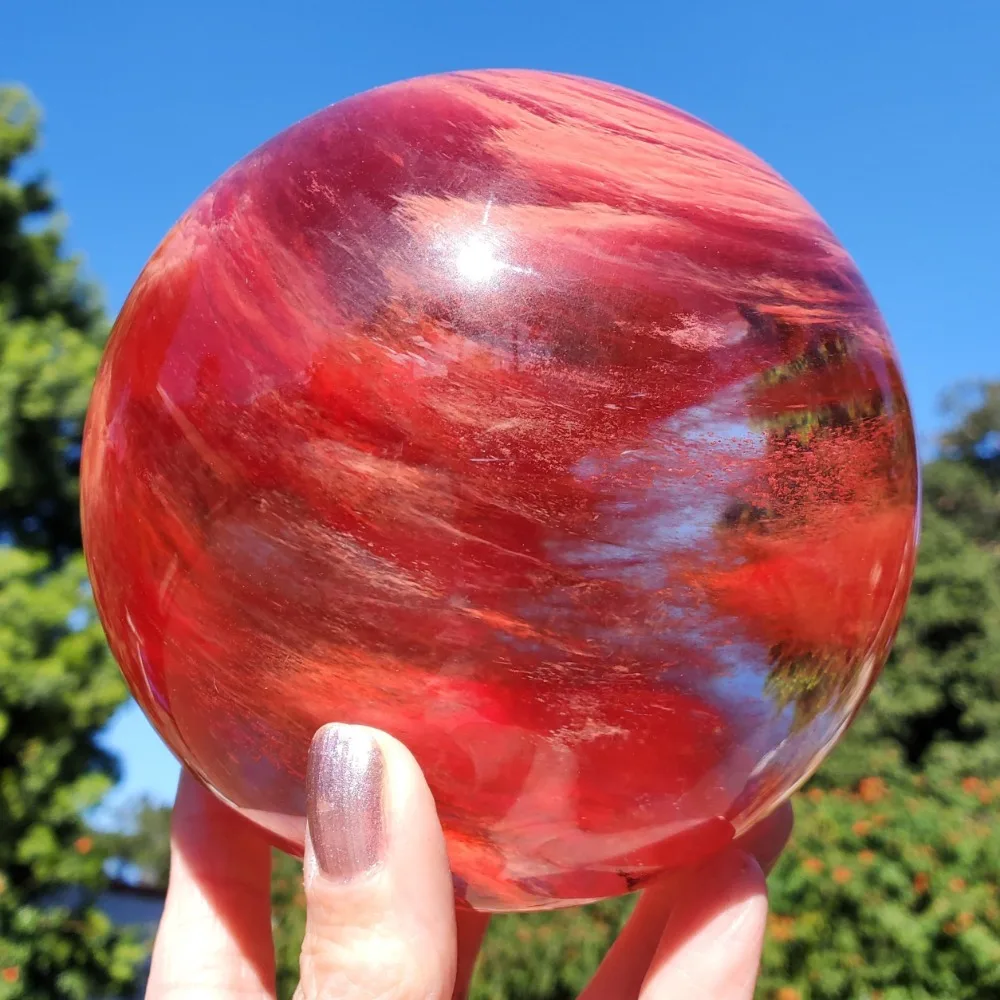 Red Smelting Ball, Red High Temperature Smelting Crystal Ball, High Quality Healing Crystal Sphere, Home & Office Decor
