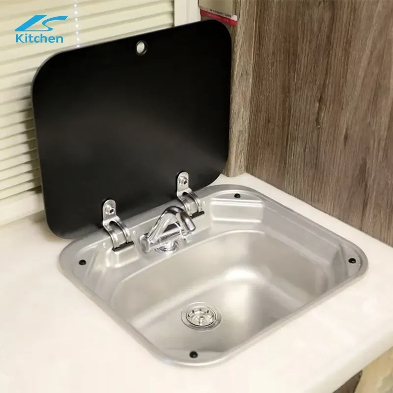 Stainless Steel Kitchen Sink for RV Camper Travel Trailer Mobile Home Compact Wash Basin Durable Metal Utility Sink RV Camper