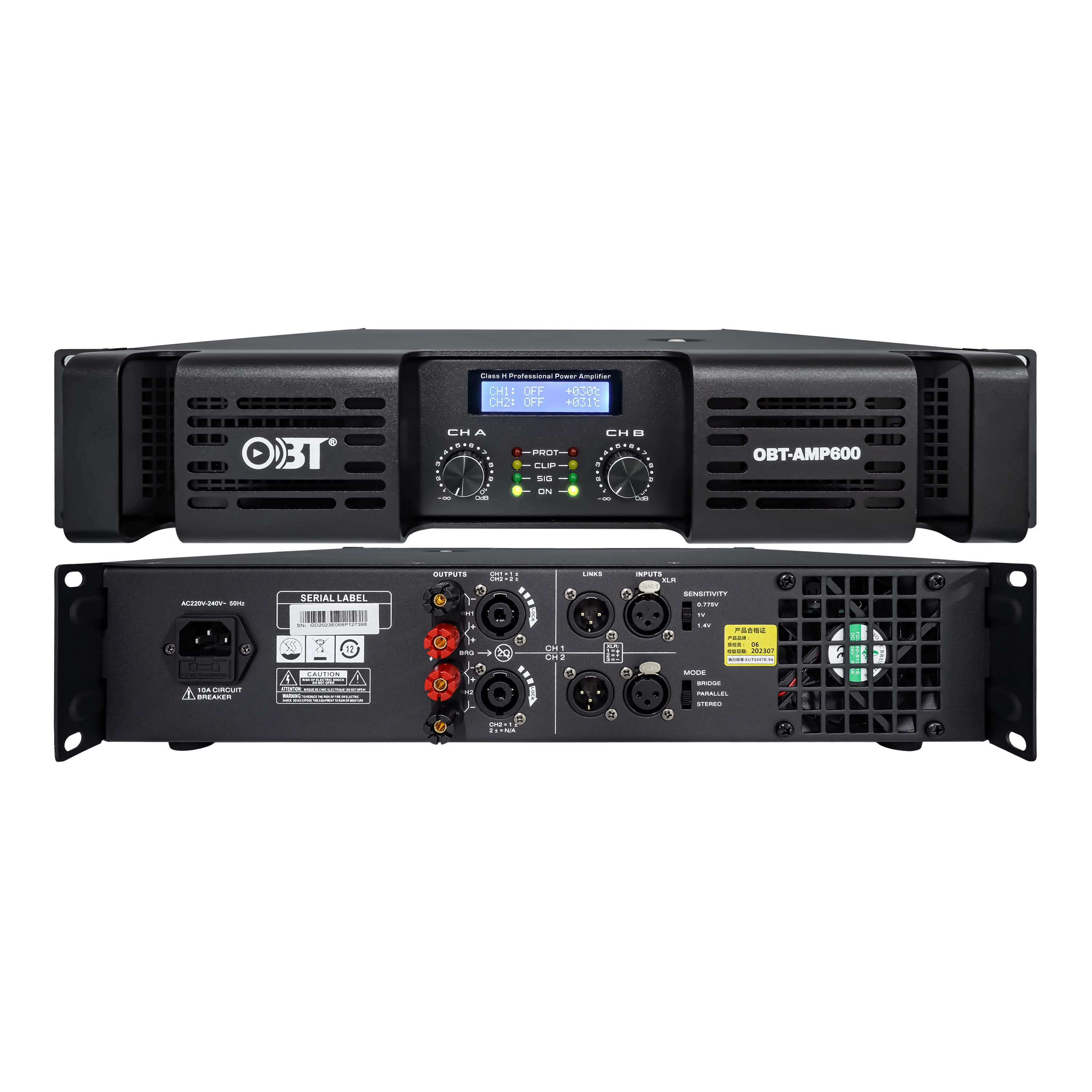 

OBT-AMP600 Professional Power Product 600 Watts 2-Channels High Power Amplifier Use For Professional Stage