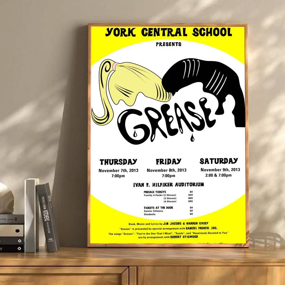 GREASE-Vintage Movie Klassieke filmposters HD-kwaliteit Poster Wall Art Painting Study Nordic Home Decor