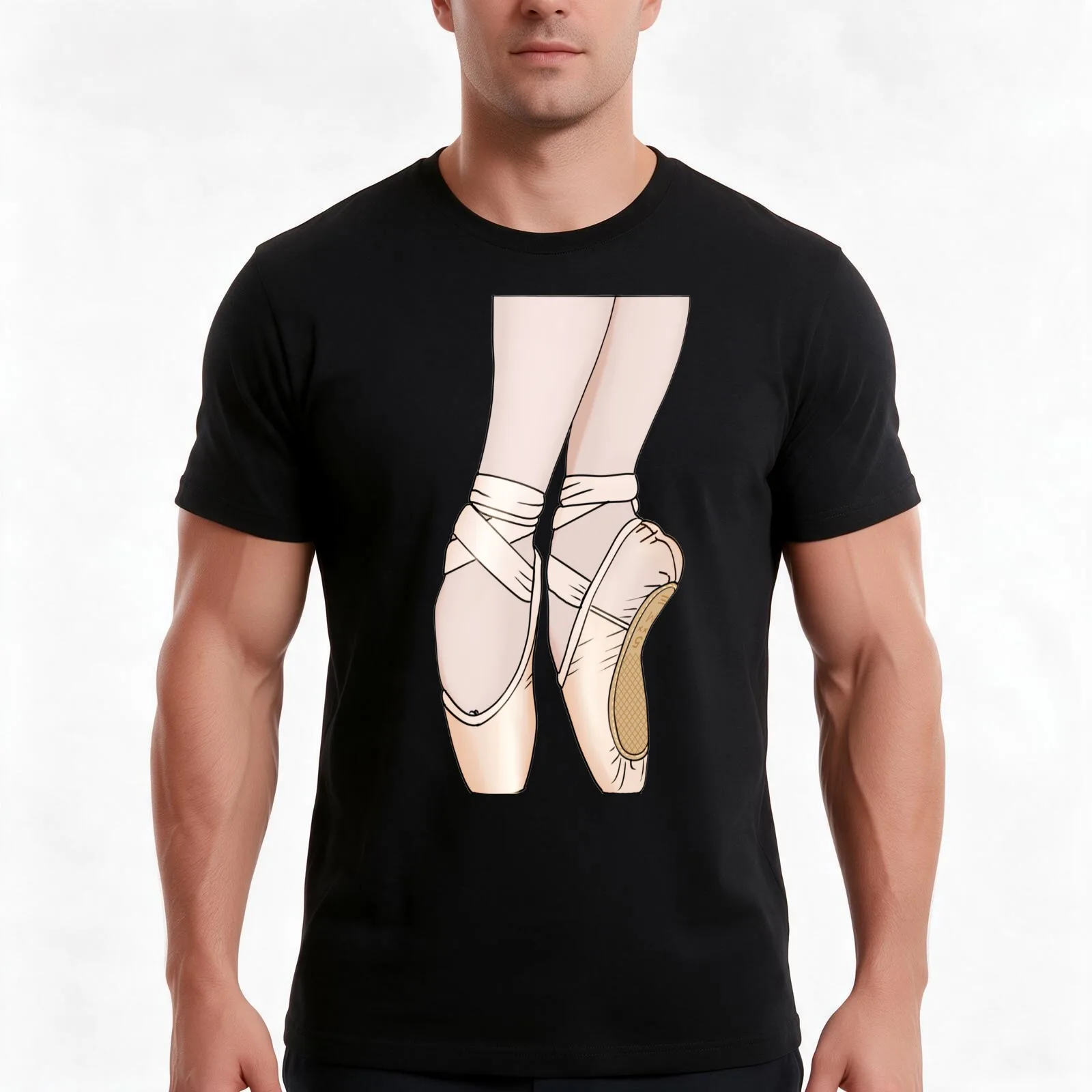 Pink Satin Pointe Shoes T-Shirt, Summer Casual Cotton Tee, Oversized Streetwear Tops, Vintage Graphic Print, Unisex Men Women