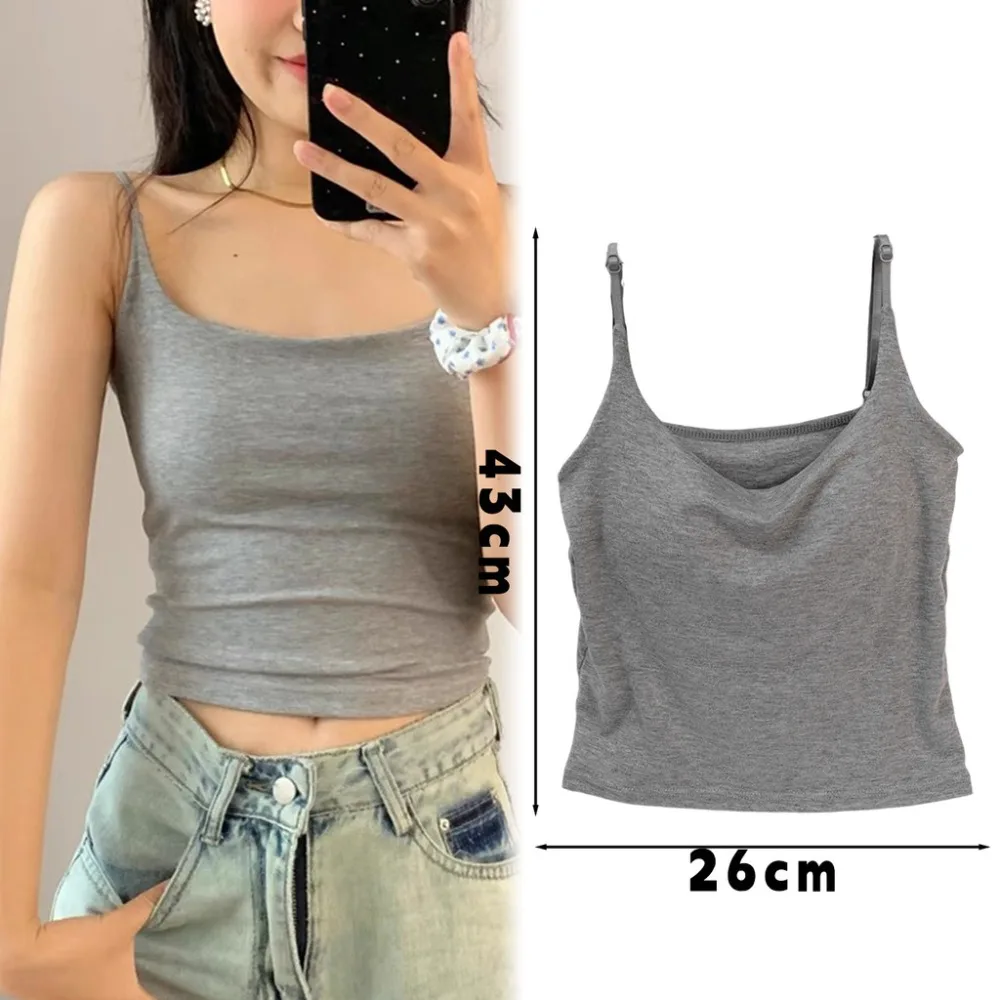 Fashion One-Size Sling Camisole Solid Color Adjustable Straps Tube Top Cool Slim Fit Sleeveless Shirt Summer