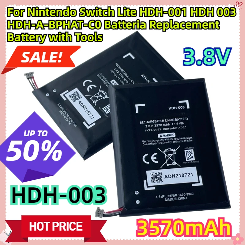 

For Nintendo Switch Lite HDH-001 HDH 003 HDH-A-BPHAT-C0 Batteria 3.8v 3570mah HDH-003 Replacement Battery with Tools