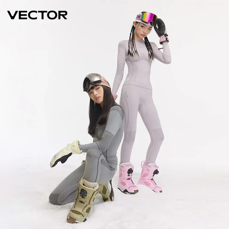 VECTOR Men Women Ski Thermal Underwear Sets Quick Dry Functional Compression Tracksuit Tight Snowboarding Tops and Pants Adult