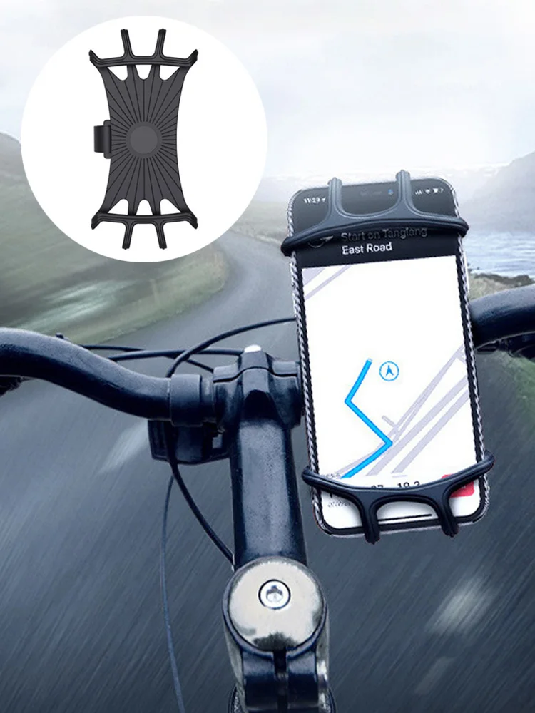 AliExpress NATURIXY 360 Rotatable Bicycle Motorcycle Bike Safe Mobile Phone Bracket Silicone Phone Holder Silicone Pull Type For All Phone Stand