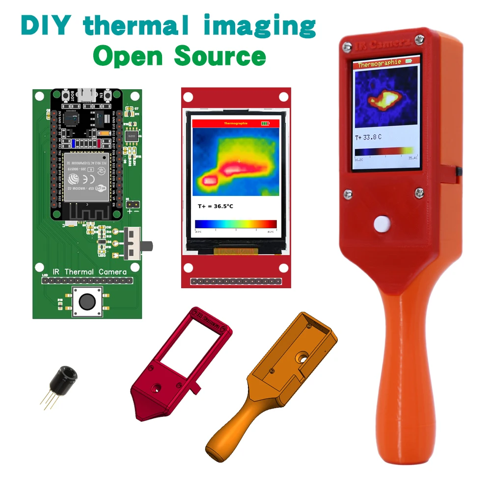 Open Source ESP32 For Arduino MLX90640 Thermal Infrared Camera DIY Kit - Portable Imaging Module for DIY Projects