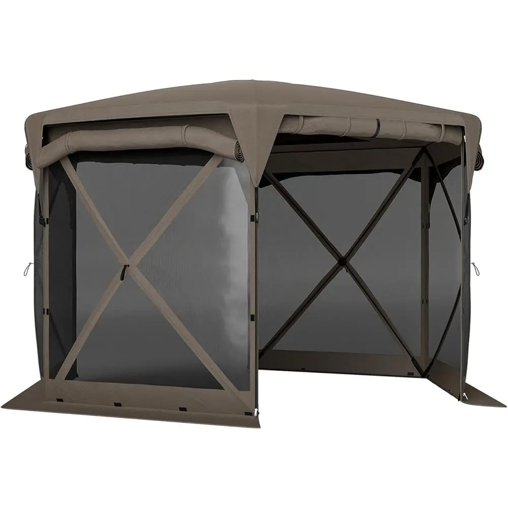

Elevated 11ft x 11ft Gazebo Tent with Removable Roof Cover, Roll-up Side Panels, and Carry Bag for Outdoor Use