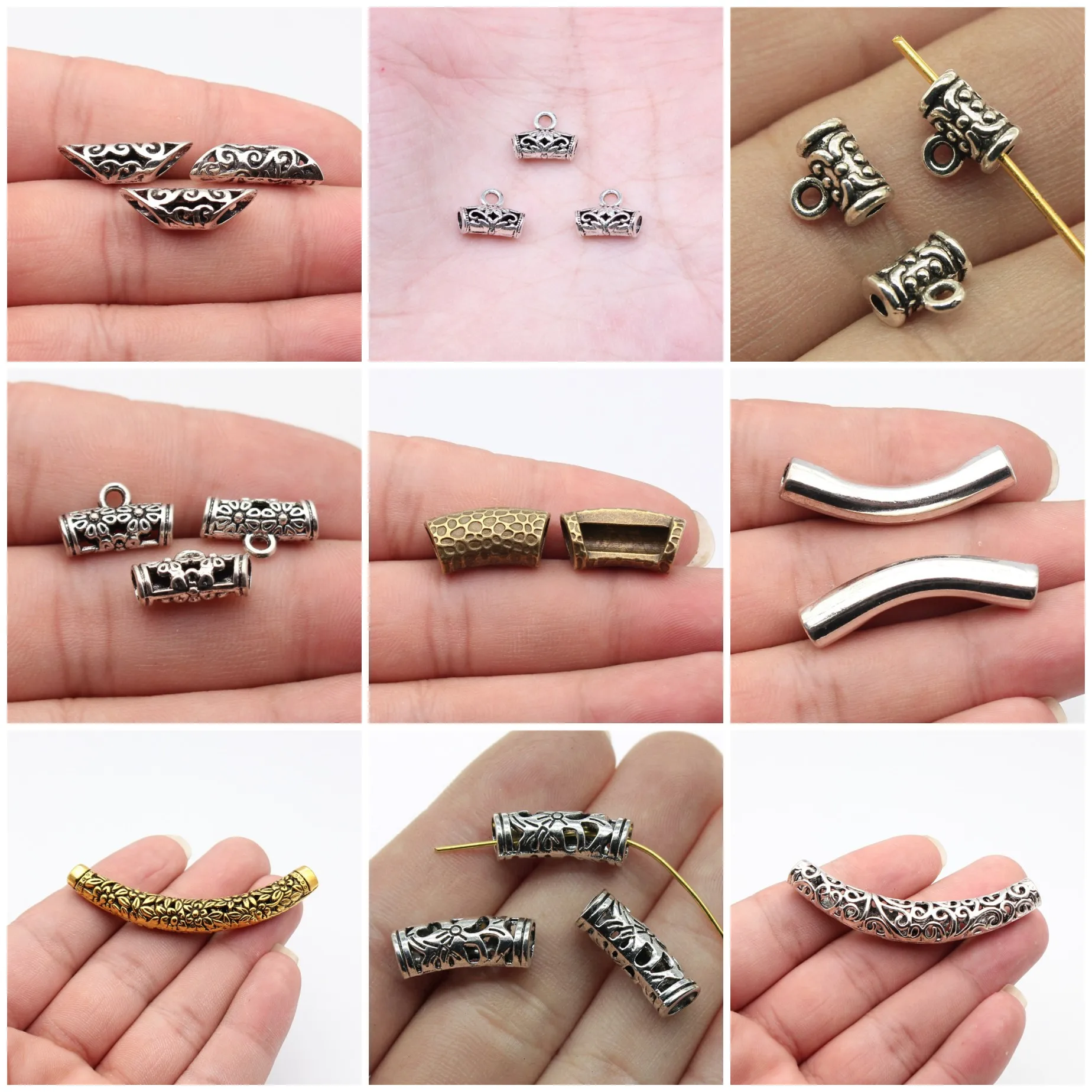Curved Tube Pendant Bail Connectors Jewelry Findings For DIY Bracelet Necklace Making Supplies