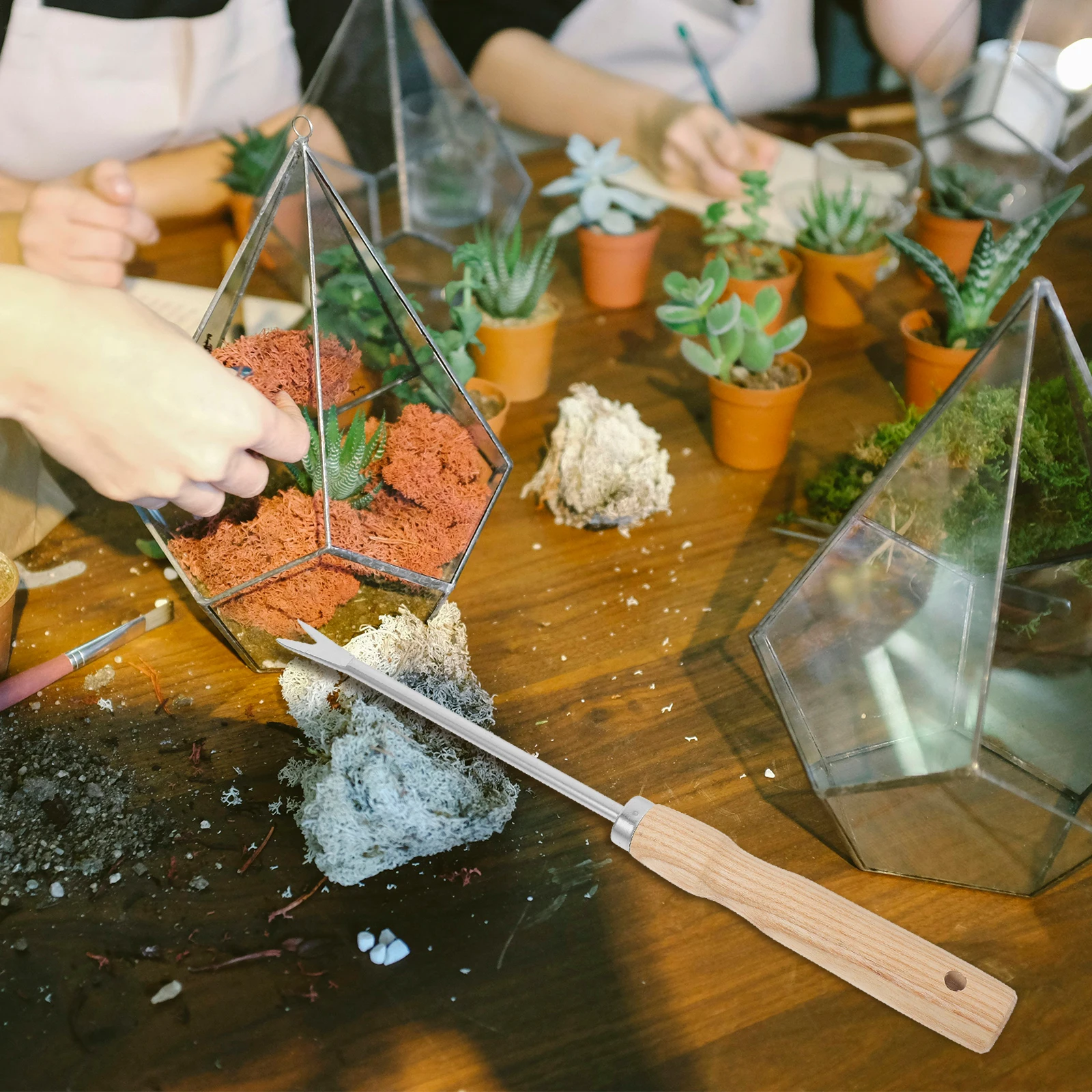 나무 손잡이 뿌리 뽑기 다용도 정원 도구 (식물 파기, 심기, 잡초 제거, 흙 풀기, 민들레 잡초 이식용)