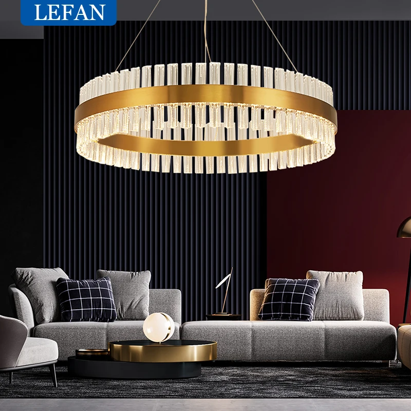 

Modern Luxury Crystal Chandelier For Living Room Dinning Room Duplex Building Hall Pendant Light Fixtures Hang lamp