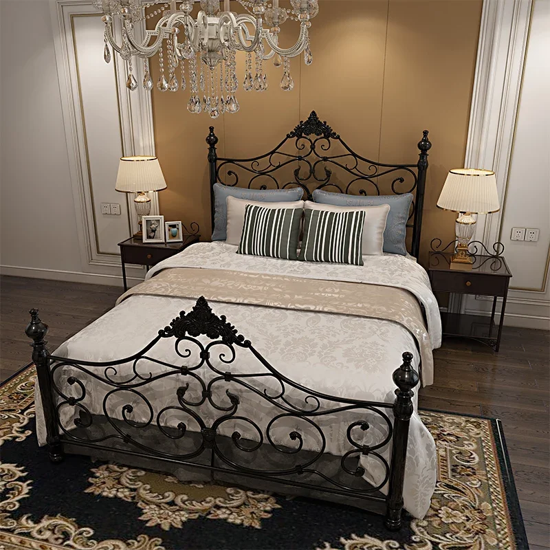 European wrought iron bed princess bed, light luxury retro single bed, unique physical examination behavior method