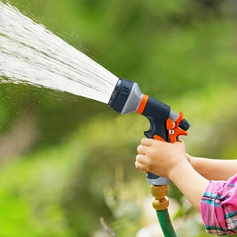 Spray hose nozzle, adjustable handle, suitable for car washing, pet bathing and plant watering. Car washing accessory.