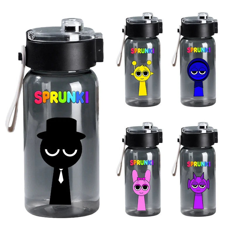 

600ml Sprunki Portable Water Bottle for Girl Boy Sport Water Cup Handy Cup Outdoor Travel Office Essential Water Bottle Cup Gift