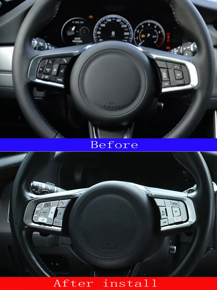 Für Jaguar XE XF F-PACE E-PACE F-TYPE Aluminium Legierung Auto Lenkrad Taste Pailletten Dekorative Schutz Aufkleber Zubehör – Detail 1