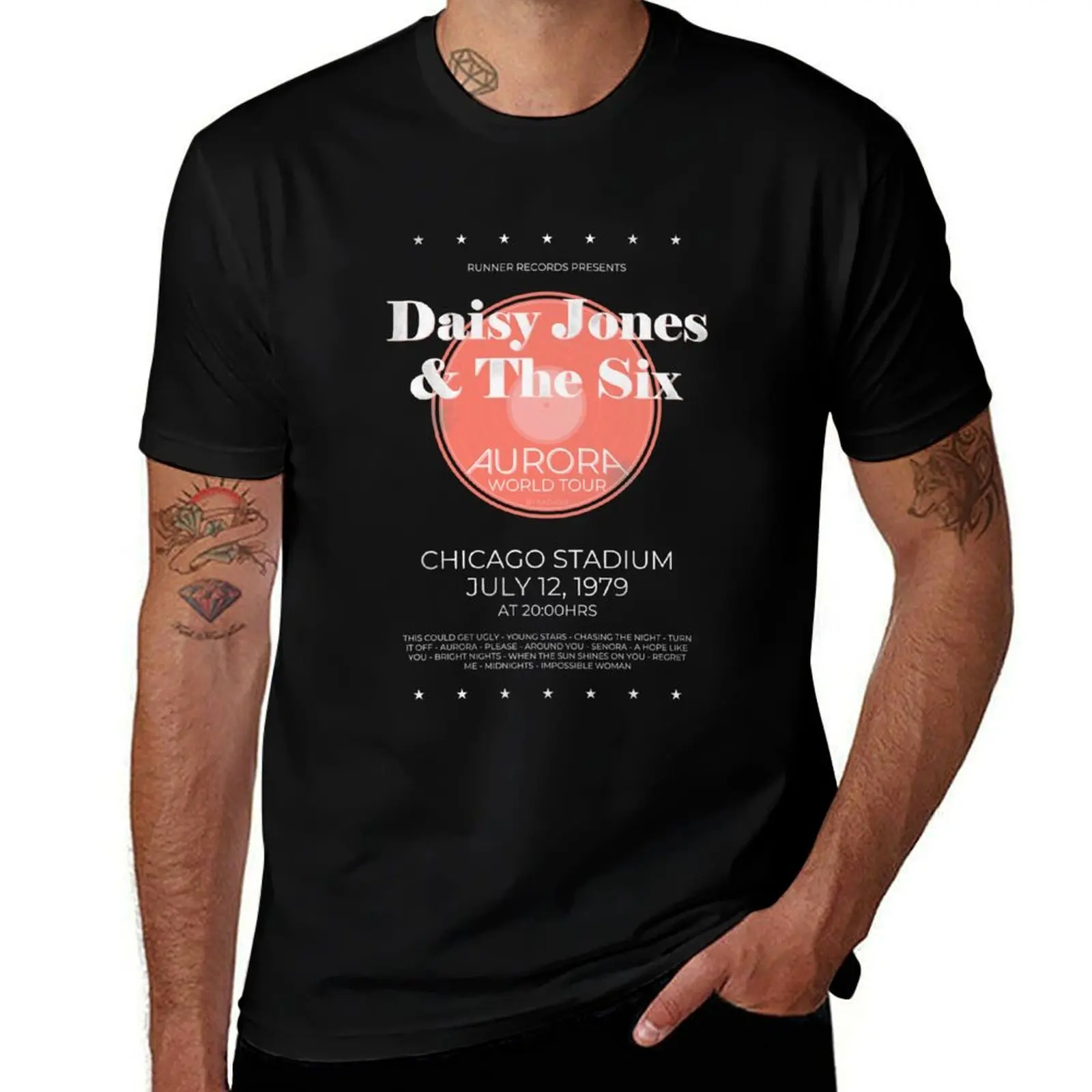 Daisy Jones The Six - Aurora World Tour Poster T-Shirt Simple Casual Short Sleeve Cotton T-Shirt