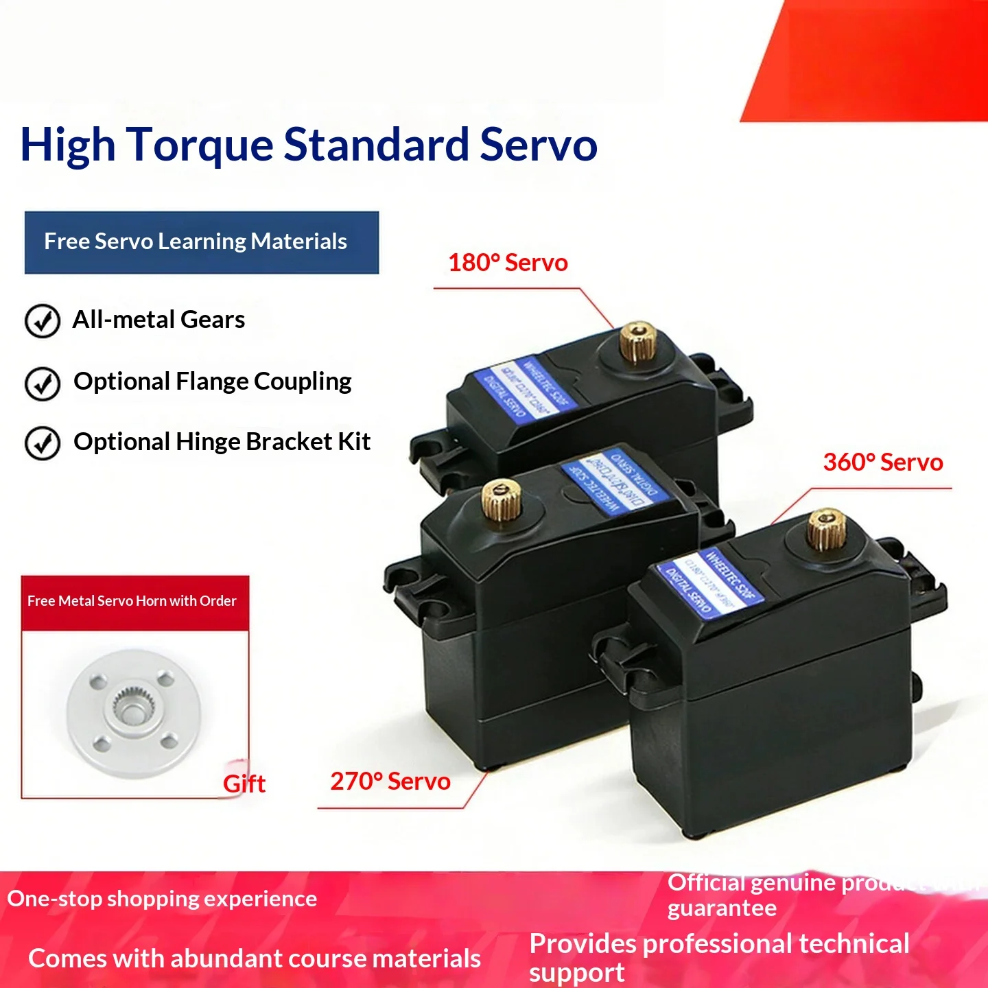 20kg Digital Servo 360 Degree Rotation High Torque Metal PWM High Precision S20F for Pan Tilt Robotic Arm Robot