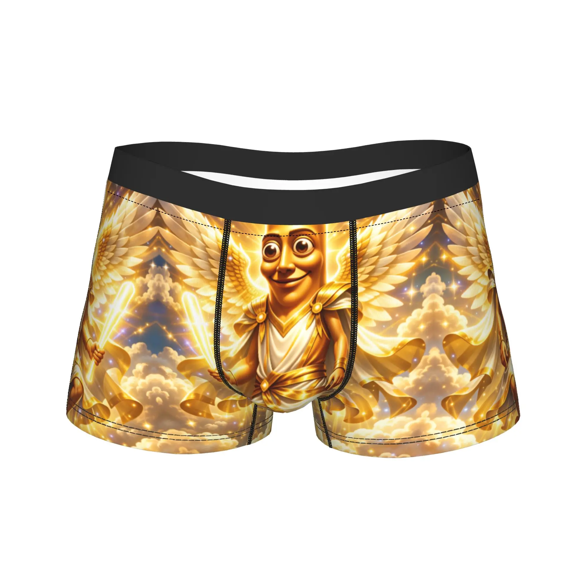 Tung Tung Sahur Golden Angel Wings Meme Underwear  Men Shorts Briefs Soft Trend Trunk Trenky Custom Plus Size Panties