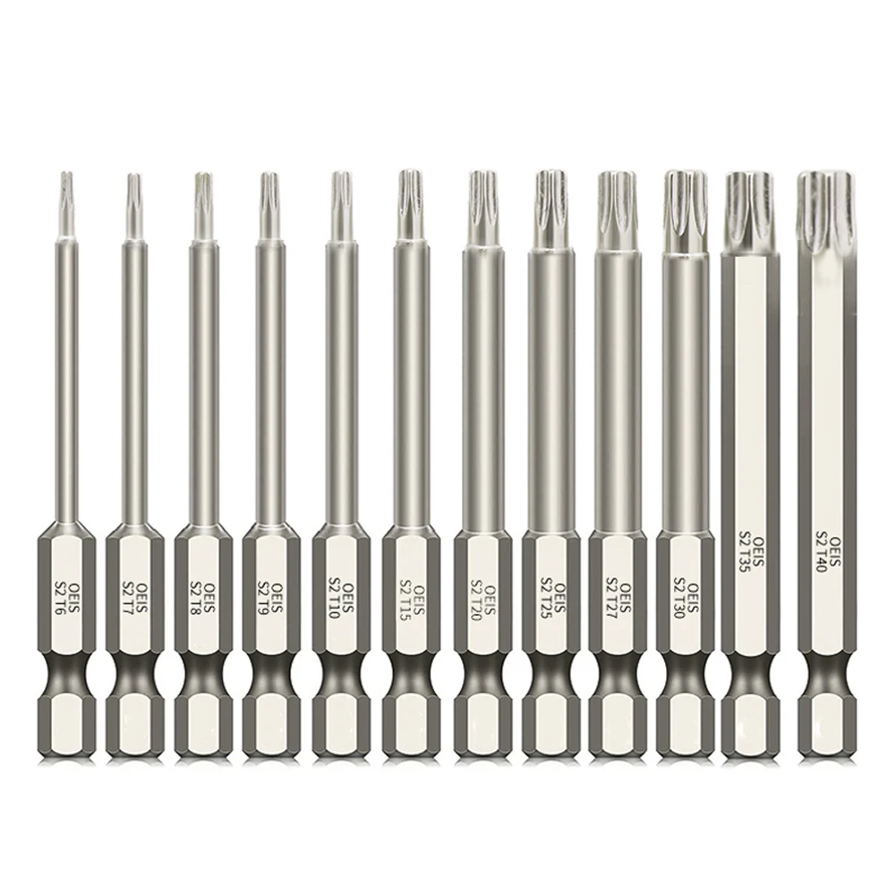 1Pc Torx Screwdriver Bit Set Long Magnetic Torx Electric Screwdriver Bits/T7/T8/T9/T10/T15/T20/T25/T27/T30/T40 75mm - Image 2