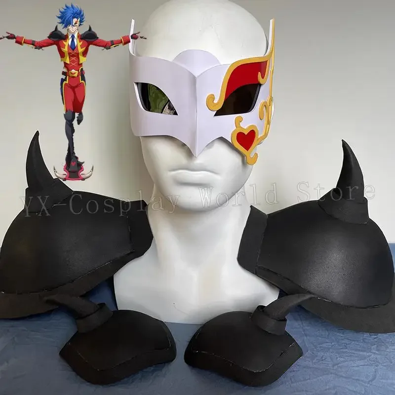 Маска для косплея SK8 The Infinity Adam Shindo Ainosuke, Армор Pauldrons, локоть, реквизит, повязка на глаза, искусственная обувь для парика Маска для косплея SK8 The Infinity Adam Shindo Ainosuke, Армор Pauldrons, локоть, реквизит, повязка на глаза, искусственная обувь для парика