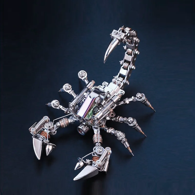 DIY Punk 3D Building Blocks Metal Stainless Steel Mechanical Assembly Luminous Insect Scorpion Model Birthday and Christmas Gift