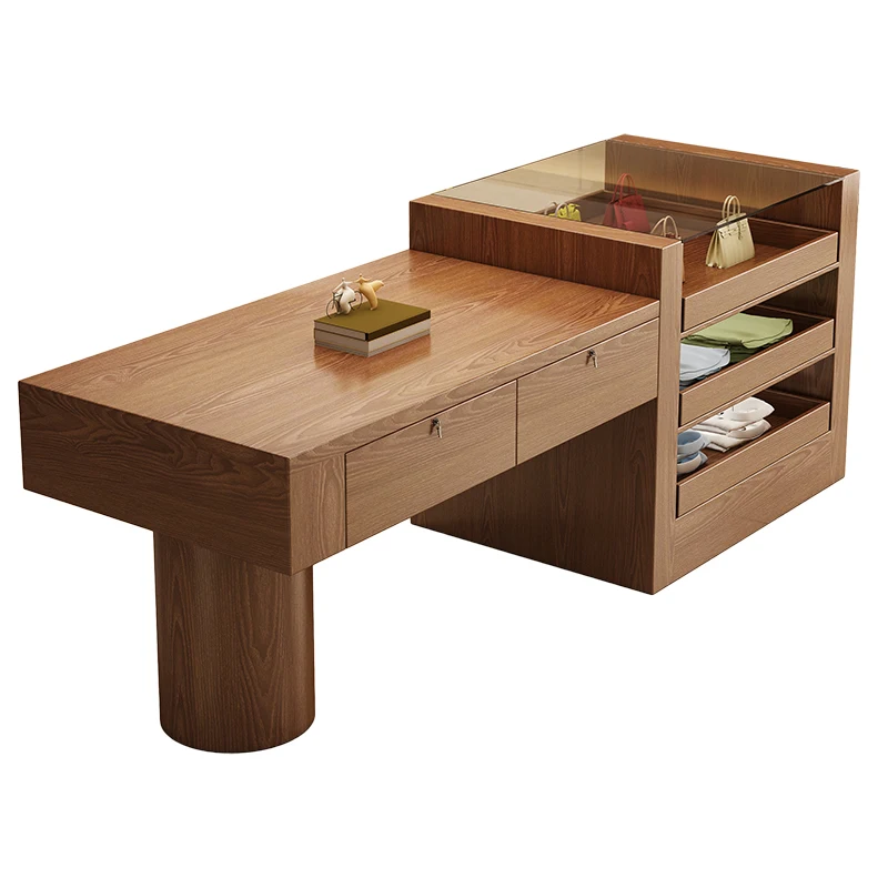

Clothing store cabinet display cabinet network flowing water solid wood retro