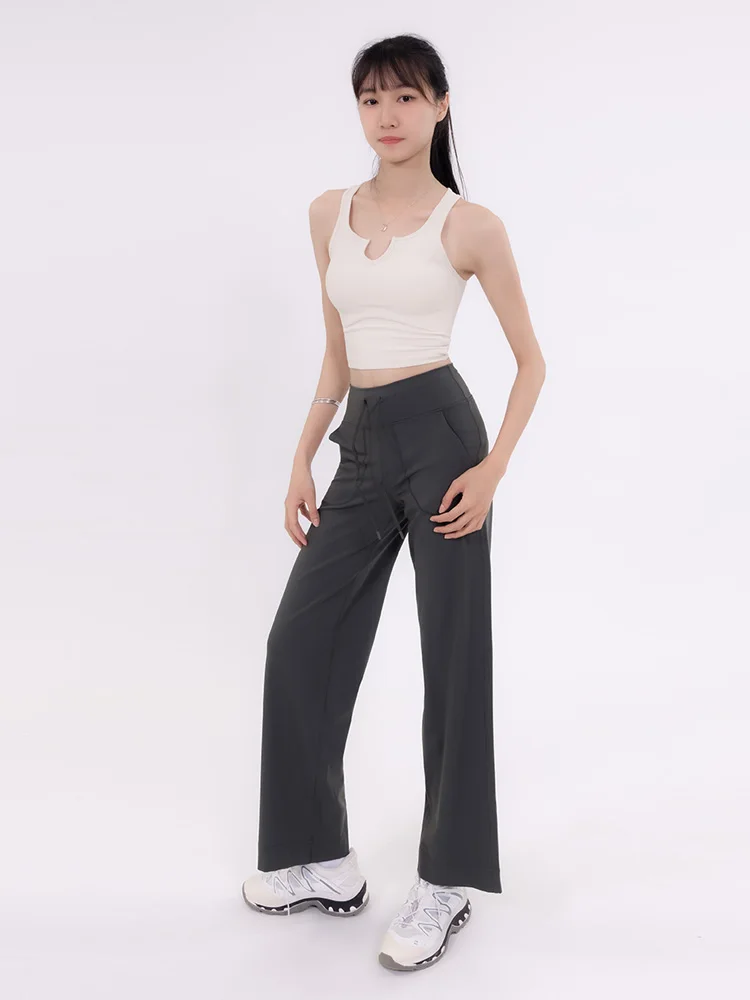 Calças de Yoga de Cintura Alta e Perna Reta para Mulheres, Ajuste Solto, Confortáveis para Corrida e Esportes Casuais no Verão