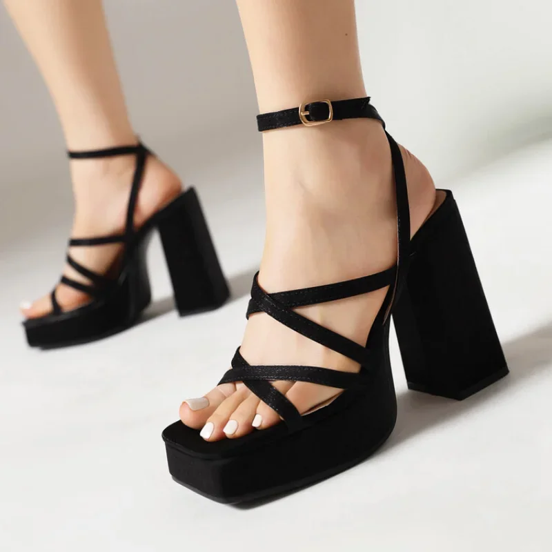 summer New styles fashion Ultrahigh heel Women\'s Sandals Hollowed out ventilation Buckle Thick heel Rome Women sandals high 12cm