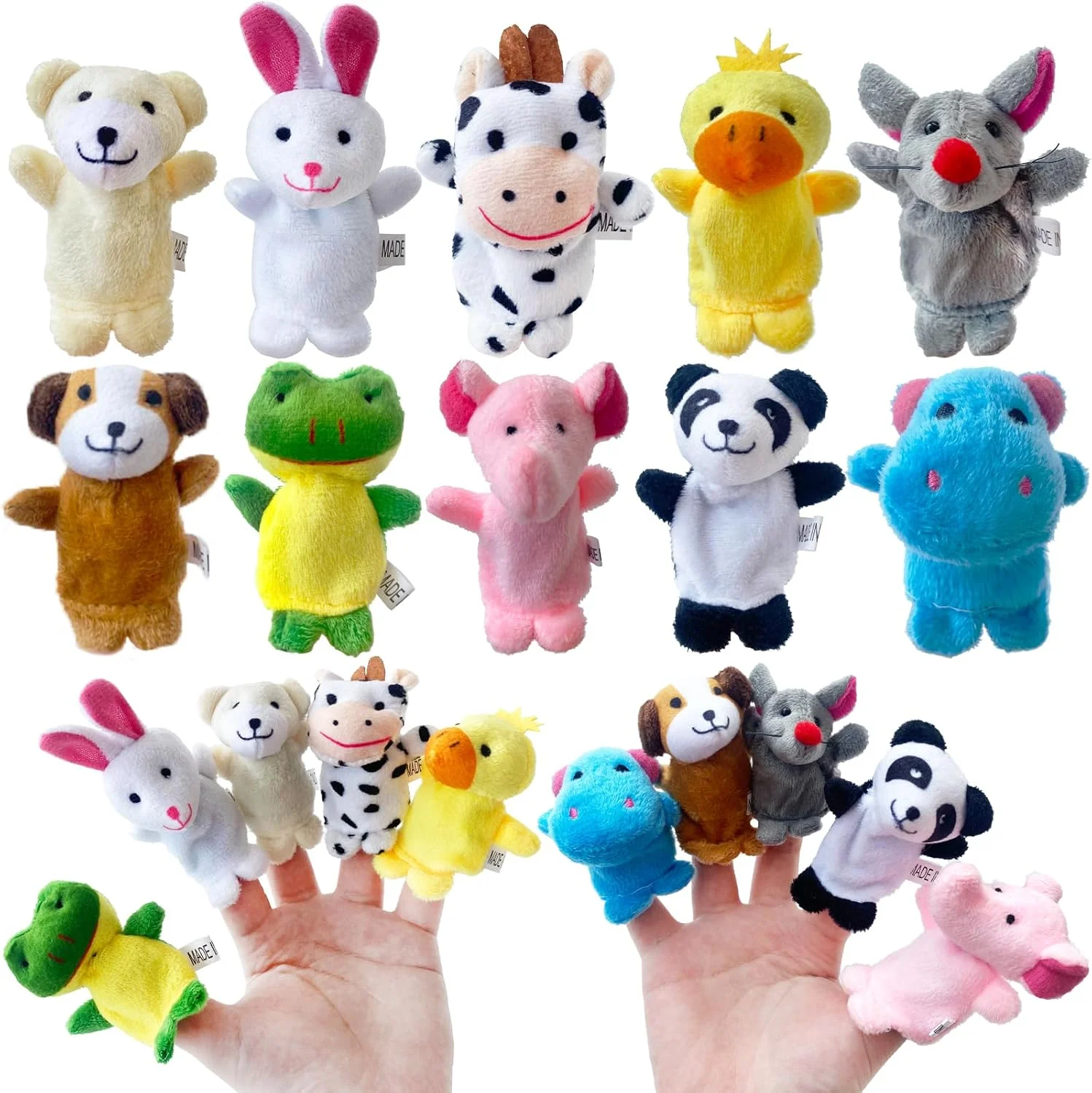 10Pcs Finger Puppets Set,Plush Cute Animal Style Finger Puppets,Mini Soft Plush Finger Puppet Toy for Kid Party Favors for Shows