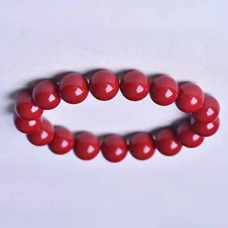 Natural Cinnabar Bracelet Raw Ore Cinnabar Bracelet Cinnabar Transfer Beads Men's Amulet Charm Bracelet