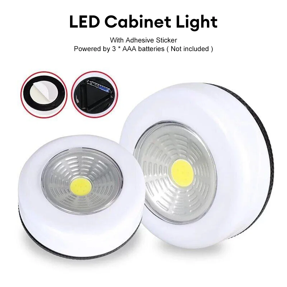 Luz LED COB para debajo del gabinete con pegatina adhesiva, lámpara de pared inalámbrica, armario, cajón, armario, dormitorio, luz nocturna