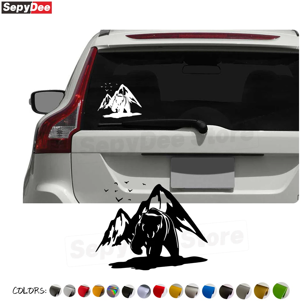 

Bear Forest Mountain Off Road Caravan Decal SUV Pickup Truck Decor Graphic Vinyl Sticker For Subaru Forester Jeep RV Accessories