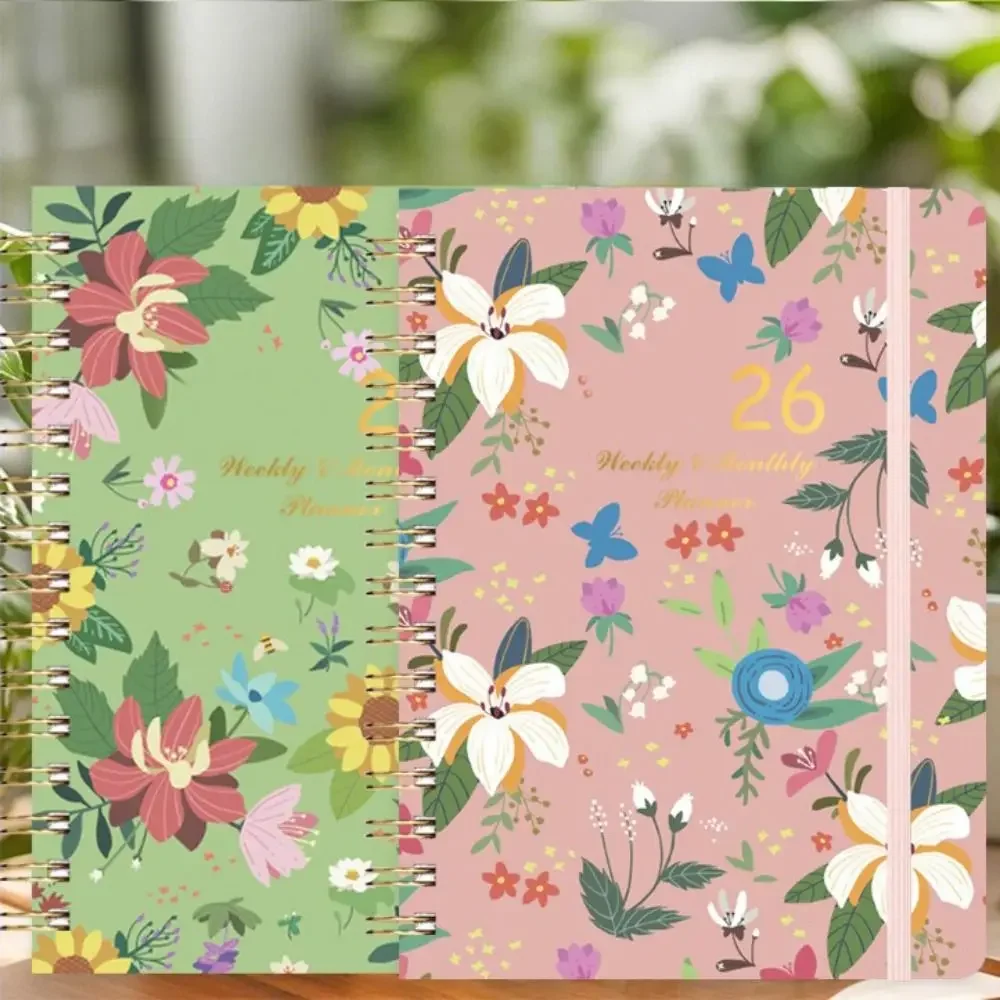 Buku Agenda Planner 2026 Ukuran A5 Spiral Binding Coil Desain Sederhana dengan Fungsi Jam untuk Jadwal Harian